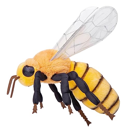 MAOWO Planet Bee Plush Toy - Lifelike Bee Stuffed Animals 11in, Realistic Bee Big Wings Toys, Simulation Bee Plushie Model Toy, Unique Plush Gift Collection for Kids