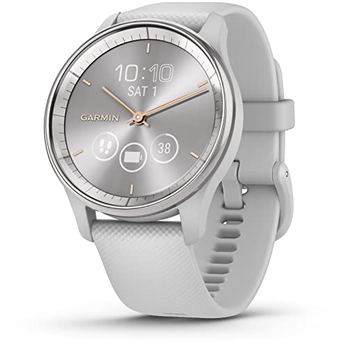 Garmin vívomove Trend, Stylish Hybrid Smartwatch with Health and Fitness functions, Dynamic Watch Hands, Touchscreen Display and up to 5 days battery life, French Grey