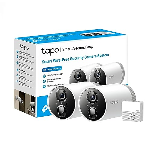 Tapo Smart Wire-Free Security 2-Camera System, Water&Dust Resistant, Rechargeable Battery, Hub included, 1080p HD, AI Detection, SD Storage, Works with Alexa & Google Home(Tapo C400S2), White