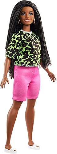 Barbie Fashionistas Doll with Neon Leopard Shirt / Pink Bike Shorts, Toy for Kids 3 to 8 Years Old