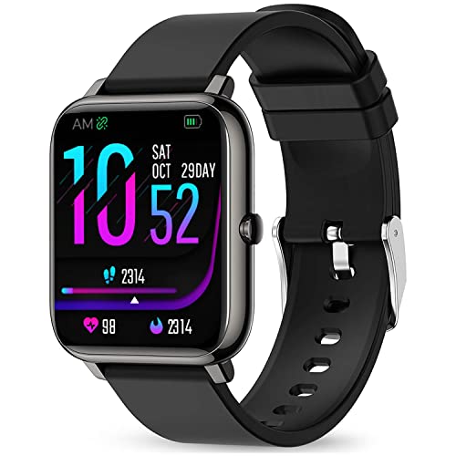 Popglory Smart Watch, 1.4'' HD 44mm Fitness Tracker with Blood Pressure, Heart Rate & Blood Oxygen Monitor, Smartwatch, Step Counter, Fitness Watch for Women Men Kids Compatible with Android iOS
