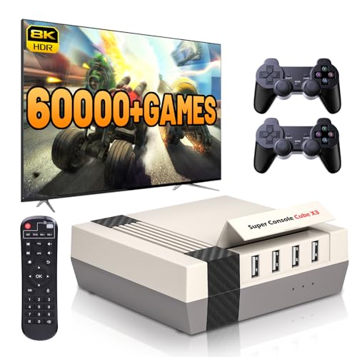 Kinhank Super Console Cube X3 Retro Game Console with 100000+ Games, EmuELEC 4.5/Android 9.0/CoreELEC 3 Systems in 1,2.4G+5G,BT 4.0,Compatible with PSP/PS1/Arcade