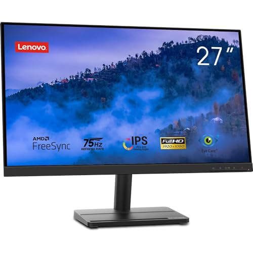 Lenovo L27e-30 27 Inch PC Monitor | FHD, 1080p, 75Hz, IPS, 6ms, VGA and HDMI