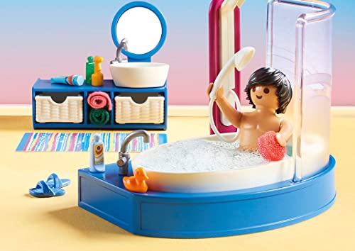 PlayMOBIL 70211 Dollhouse Furnished Bathroom, Fun Imaginative Role-Play, Playset Suitable for Children Ages 4+