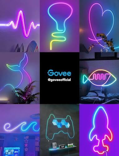 Govee RGBIC Neon LED Strip Lights 3M, DIY Shape, Segmentable Colour Changing Light with WiFi APP Control, LED Lights Work with Alexa and Google Assistant for Bedroom, Wall, Gaming Decor