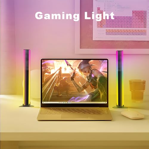 COZHYESS 2 Pack RGB Light Bar, Smart LED Light Bar, Gaming Lights, RGB Flow Light Bars, Sound Control Light, Colorful Atmosphere Light Pickup Function, for PC, Room Decorative, Ambient Lighting