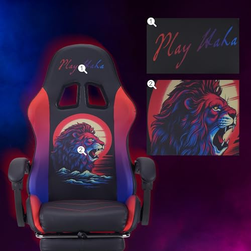 Play haha.Gaming chair Office chair Swivel chair Computer chair Work chair Desk chair Ergonomic Chair Racing chair Leather chair Video game chairs (BR-LEO,With footrest)