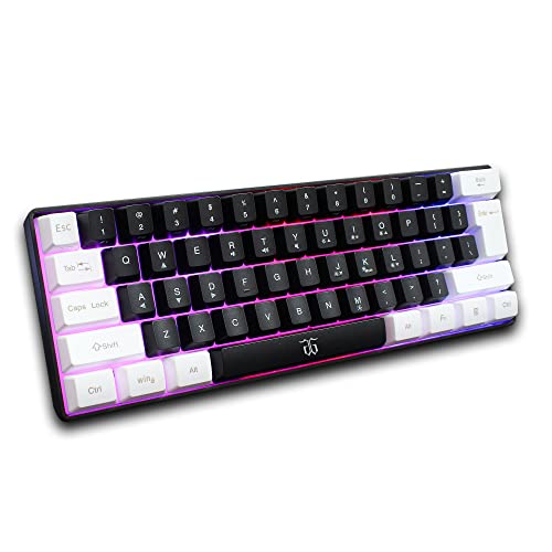 Snpurdiri 60% Wired Gaming Keyboard, True RGB Mechanical Feeling,Ultra-Compact Mini Keyboard with Detachable Cable,White and Black Color