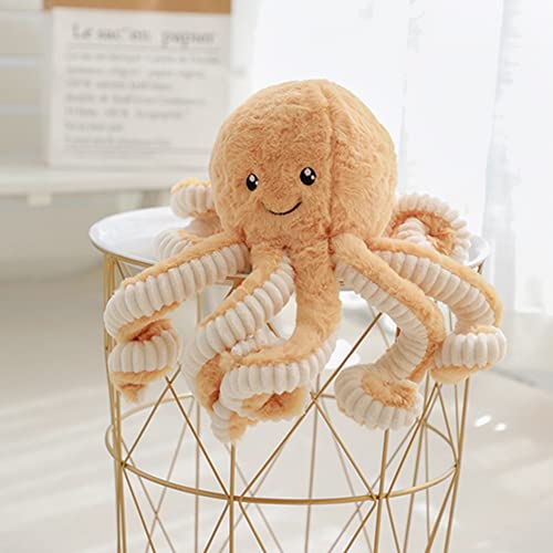 OUKEYI 15.7 Inches Plush Cute Octopus Soft Toy Stuffed Marine Animal for Home Decor Christmas Birthday Gifts(Brown)