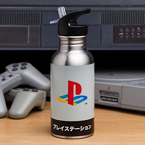 Paladone Playstation Heritage Stainless Steel Water Bottle, 500 ml, 16.9 fl oz, Multicolored