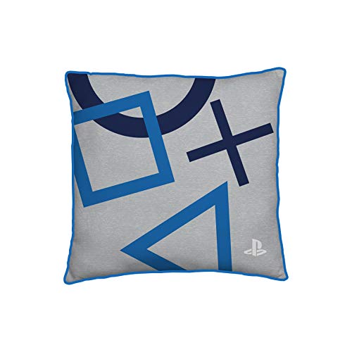PlayStation Character World Official Square Cushion Pillow | blue  Sony Merch Featuring Classic, Officially Licensed Reversible Two Sided Design, 40 x 40cm PYSBLECU001UK
