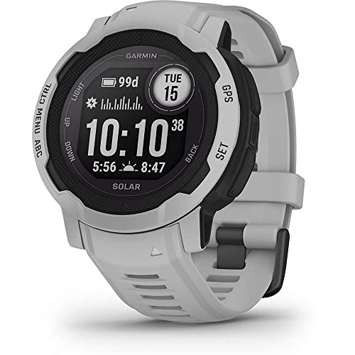 Garmin Instinct 2 SOLAR, Rugged GPS Smartwatch, Built-in Sports Apps and Health Monitoring, Solar Charging and Ultratough Design Features, Mist Grey