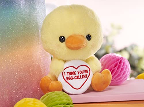 Posh Paws 37510 Swizzels Love Hearts 18cm (7-Inch) Baby Chick ‘I Think You’RE Egg-CELLENT’ Plush Soft Toy