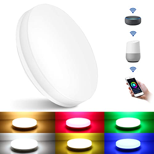 Lepro Smart LED Ceiling Light Dimmable, RGB Colour Changing Ceiling Light, App or Voice Control, IP54 Waterproof, 15W 1250lm, 2700K-6500K Tunable, Compatible with Alexa and Google Home