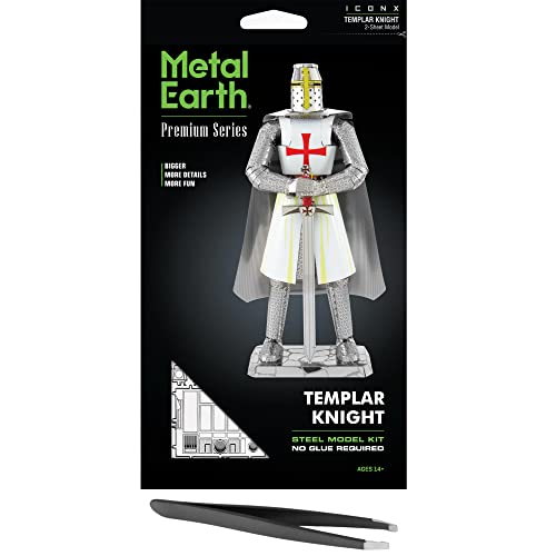 Metal Earth Fascinations Premium Series Templar Knight 3D Metal Model Kit Bundle with Tweezers