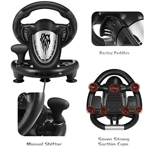 PXN V3 PRO Gaming Steering Wheel and Pedals, 180° Racing Wheel with Vibration Feedback,Xbox Steering Wheel, Gaming Wheel for PC, PS3, PS4, Xbox One, Xbox Series X/S, Switch -Black