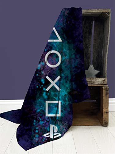 PlayStation Fleece Blanket Bed Throw | Nebula Controller Icons Design | Super Soft Blanket | Perfect for Any Bedroom, 100 x 150cm