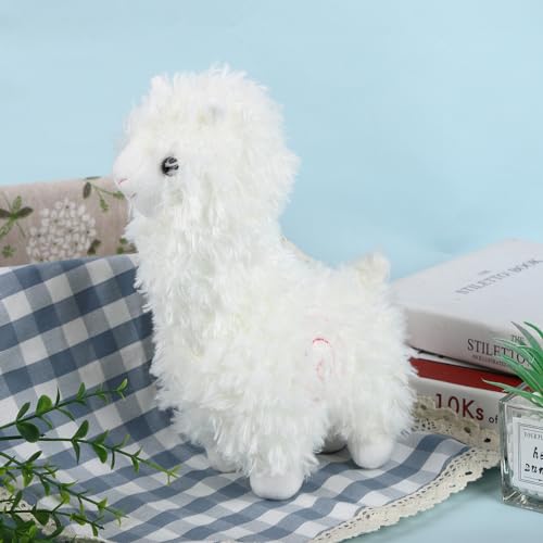 Fadcaer Alpaca Plush Toy, Soft Alpaca Stuffed Plush Toy, Cute Alpaca Plush Doll, Alpaca Plush Hugs Pillow for Home Decoration and Kids Gift (White)