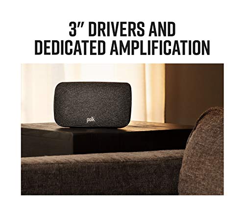 Polk Audio SR2 Wireless Surround Sound Speakers for React Soundbars, Active Speakers for Home Cinema Sound System, Dedicated L & R Speaker, Wall Mountable