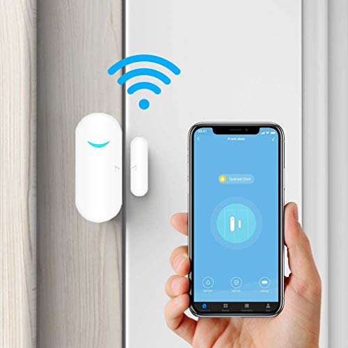WiFi Door and Window Sensors,Tuya Smart Alarm with Free Notification APP Control Home Security Alarm System, No Hub Required,Compatible with Alexa, Google Home (1-pack)