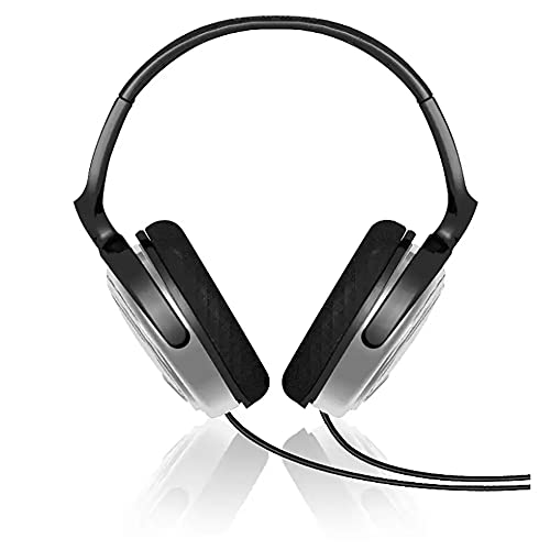 PHILIPS Audio SHP2500/10 Hi-Fi Headphones, TV Headphones with Long Cable (Excellent Sound, Sound Isolation, In-Cord Volume Control, Extra Long 6-m Cable) Silver/Black