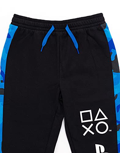 Playstation Lounge Pants For Boys | Kids Blue Black Drawstring Camo Pyjamas Trouser Joggers | Game Console Pjs Merchandise Gifts 13-14 Years