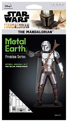 Metal Earth Fascinations ICX146 ICONX 502951 - Star Wars The Mandalorian - The Mandalorian™, Laser-Cut 3D Construction kit, 2 Metal platinums, from 14 Years