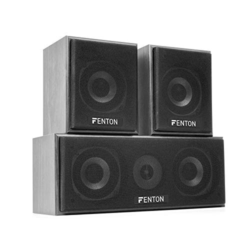 Fenton 5.0 Surround Sound Speakers System Hi Fi Home Cinema Theatre Black Wooden Tower Satellites
