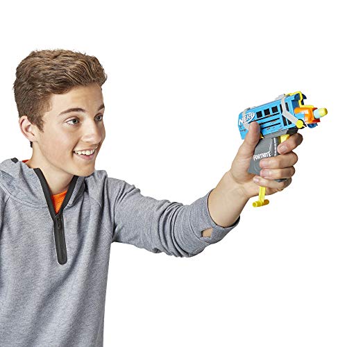 Fortnite Micro Battle Bus Nerf MicroShots Dart-Firing Toy Blaster and 2 Official Nerf Elite Darts For Kids, Teens, Adults