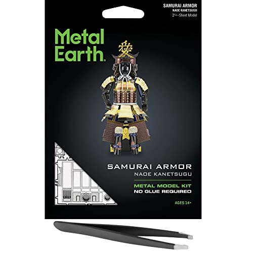 Metal Earth Fascinations Samurai Armor (Naoe Kanetsugu) 3D Metal Model Kit Bundle with Tweezers