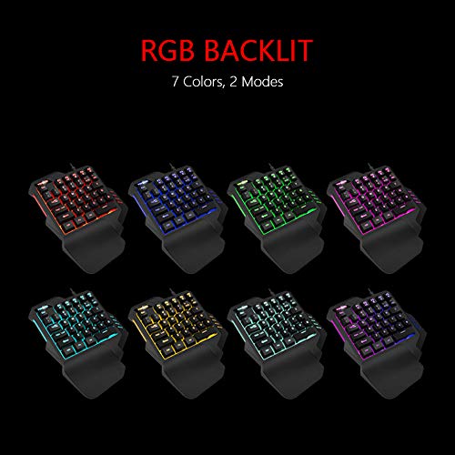 RedThunder One-Handed Gaming Keyboard RGB Backlit 35 Keys Portable Mini Gaming Keypad - Ergonomic Game Controller for PUBG LOL WOW DOTA2 - Computer Desktop PC Mac Gamer