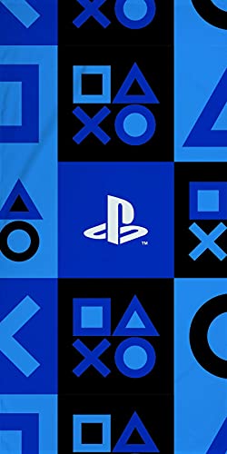 PlayStation Official Beach Towel Controller Icons Check Design - 70 x 140cm - 100% Cotton