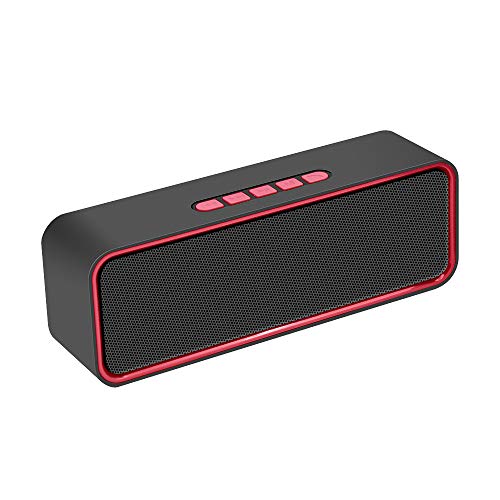 Kolaura Portable Wireless Speaker, Bluetooth 5.0 Speaker with 3D Stereo HiFi Bass, 1500mAh Battery, 12 Hour Playtime (Red)