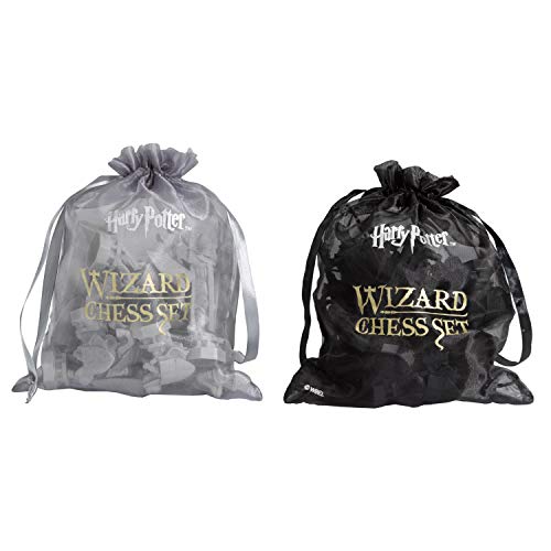 The Noble Collection Harry Potter Wizard Chess Set - Includes Chess Piece Storage Bags - Officially Licensed Harry Potter Film Set Movie - Gifts for Harry Potter Fans