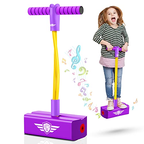 Toyzey Toys for 3 4 5 6 7 8 9 10 11 12 yr Old Girls boys, Pogo Sticks for Girls boys Outdoor Garden Games for 3-10 yr Olds Kids Toys Age 3-12 Children for 3-12 yr Old Girls boys Sensory Toys Purple