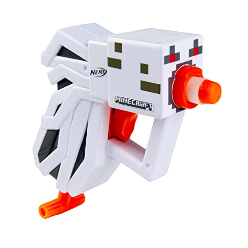 Nerf MicroShots Minecraft Ghast Mini Blaster, Minecraft Ghast Mob Design, Includes 2 Official Nerf Elite Darts, Pull-Down Priming Handle, Multicolor