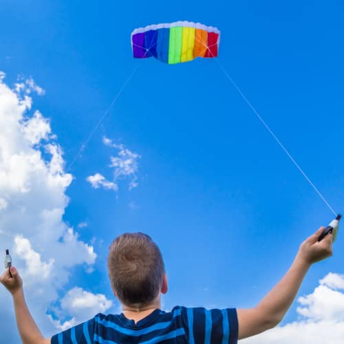 Nicoone Rainbow Kite for Children and Adults, Soft Stunt Sport Parafoil Kite with 30M/ 100FT Rope,Dual Line Sport Kite,Outdoor Seaside Beach Toy 1. 4M