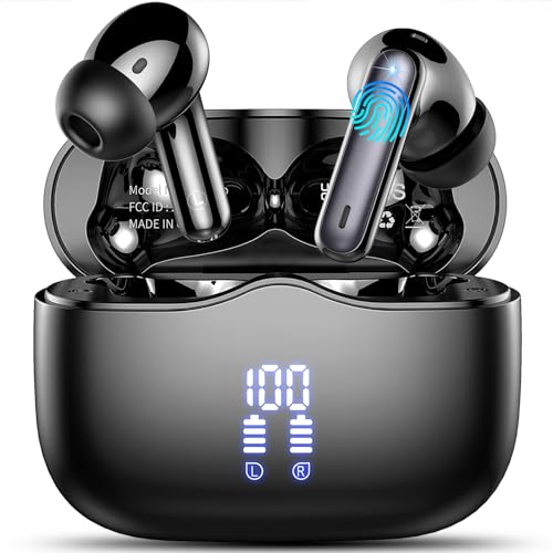 Wireless Earbuds, Bluetooth 5.3 Headphones in Ear with HiFi Stereo Deep Bass, 4 ENC Noise Cancelling Mic Wireless Earphones 40H Playtime, Bluetooth Earbuds Dual LED Display, IP7 Waterproof, USB-C