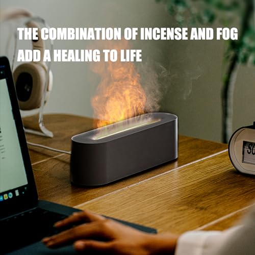 Flame Diffuser, Upgrade 7 Colour Lights Essential Oil Diffuser, Super Quiet Aromatherapy Diffuser, Electric Aroma Diffuser, Waterless Auto-Off for Home Office Room, Black