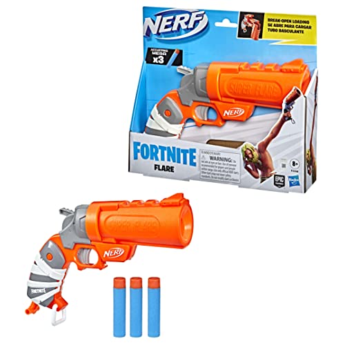 Nerf Fortnite Flare Dart Blaster, Break-Open Dart Loading, 3 Nerf AccuStrike Mega Darts, Pull-Down Priming Handle