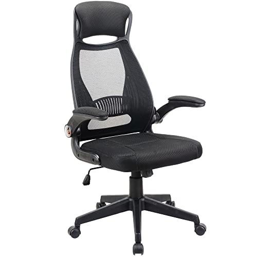 T-THREE.Ergonomic Desk Chair, Swivel Chair With Adjustable Lumbar Support, Headrest And Armrest, Height Adjustment and Rocker Function, Back-Friendly Office Chair Black