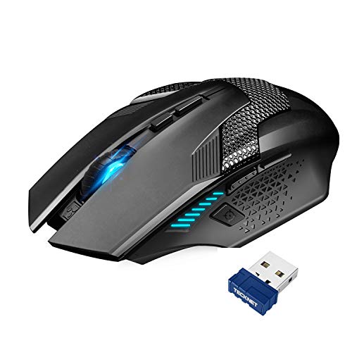 TECKNET Wireless Gaming Mouse 2.4G Optical USB Computer Mice, 8 Buttons, 4800DPI Nano Receiver for Win11, Win10, Win8, Win7, Windows XP, Vista, MAC