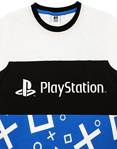 PlayStation Pyjamas For Boys | Children & Teens Logo T-Shirt & Loungepants PJ Set | Kids Cotton Blue, White & Black Sleepwear Gamer Gift Set