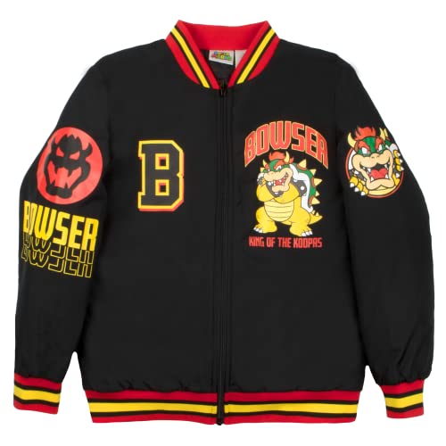 Nintendo Super Mario Bomber Jacket, Mario and Luigi Bomber Jacket, Bowser Black, 10-12