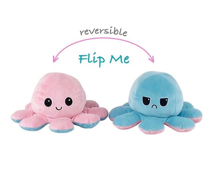 315 Supplies Plush Octopus Toy Double-Sided Flip Reversible Soft Stuffed for Girls Boys Kids Friends, Emotion Perfect for Playing & Expressing Mood (Single Pack)