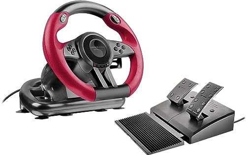 Speedlink TRAILBLAZER Racing Wheel - Gaming steering wheel for PS3/PS4, Xbox Series X/S/One, Nintendo Switch and PC, shift paddles and gear stick, adjustable pedals, black-red