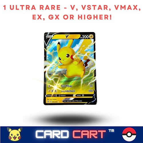 Card Cart - Pack of 50 Ultra Rare Card Bundle - Guaranteed 1 Ultra Rare and 5 Holo Shiny cards - Includes Card Cart Toploader - Compatible with Pokemon cards pack and dedicated deck card games