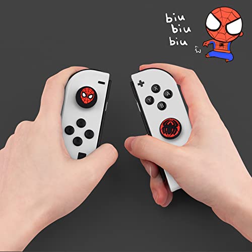 DLseego Thumb Grips Caps For Switch/Switch Lite/Switch OLED Joy Con Cool Movie Comic Hero Console Analog Joystick Protective Cover Cartoon Button Cap - Red and Black(4PCS)