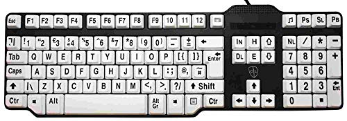 Easy2Use USB Keyboard - Large Black Print White Keys