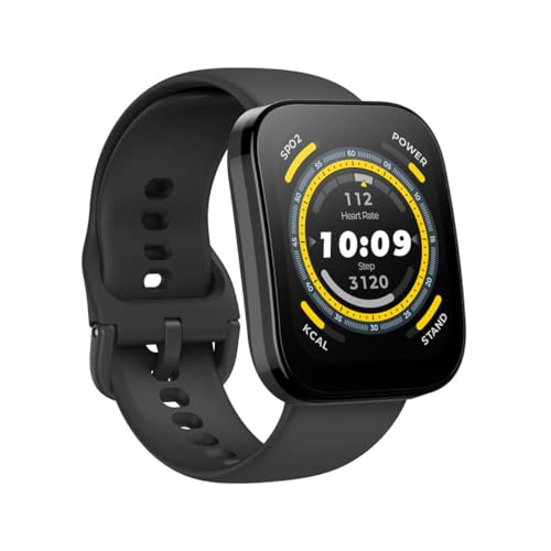 Amazfit Bip 5 Smart Watch with a 1.91" Big Screen, Bluetooth Calling, Alexa Built-in, GPS Tracking, 10-day Long Battery Life, Health Fitness Tracker with Heart Rate, Blood Oxygen Monitoring - Black